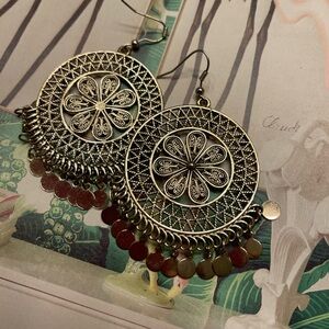 Express Gold Filigree Circle Drop Earrings - Women Jewelry